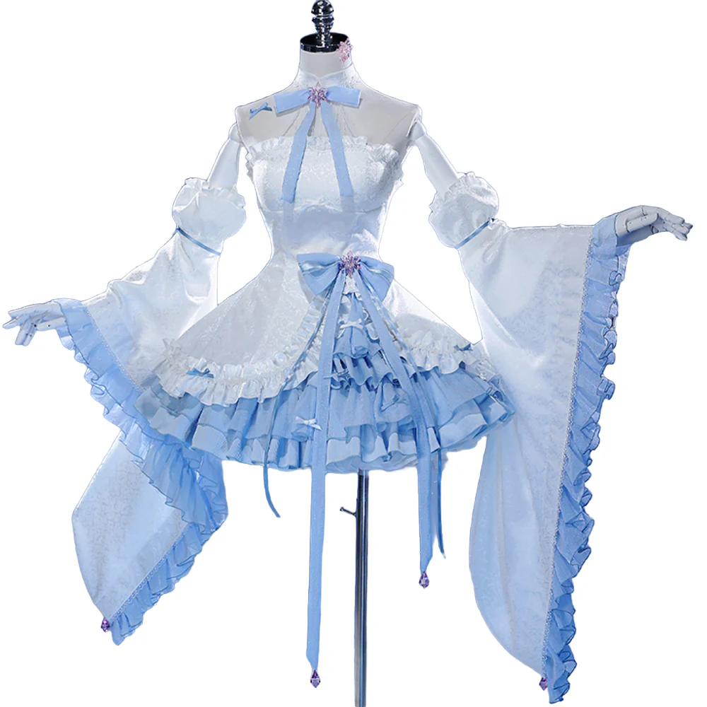 DokiDoki-R Anime Cosplay Remm Costume Blue White Dress Prisma Wing Glass Edition - Image 6
