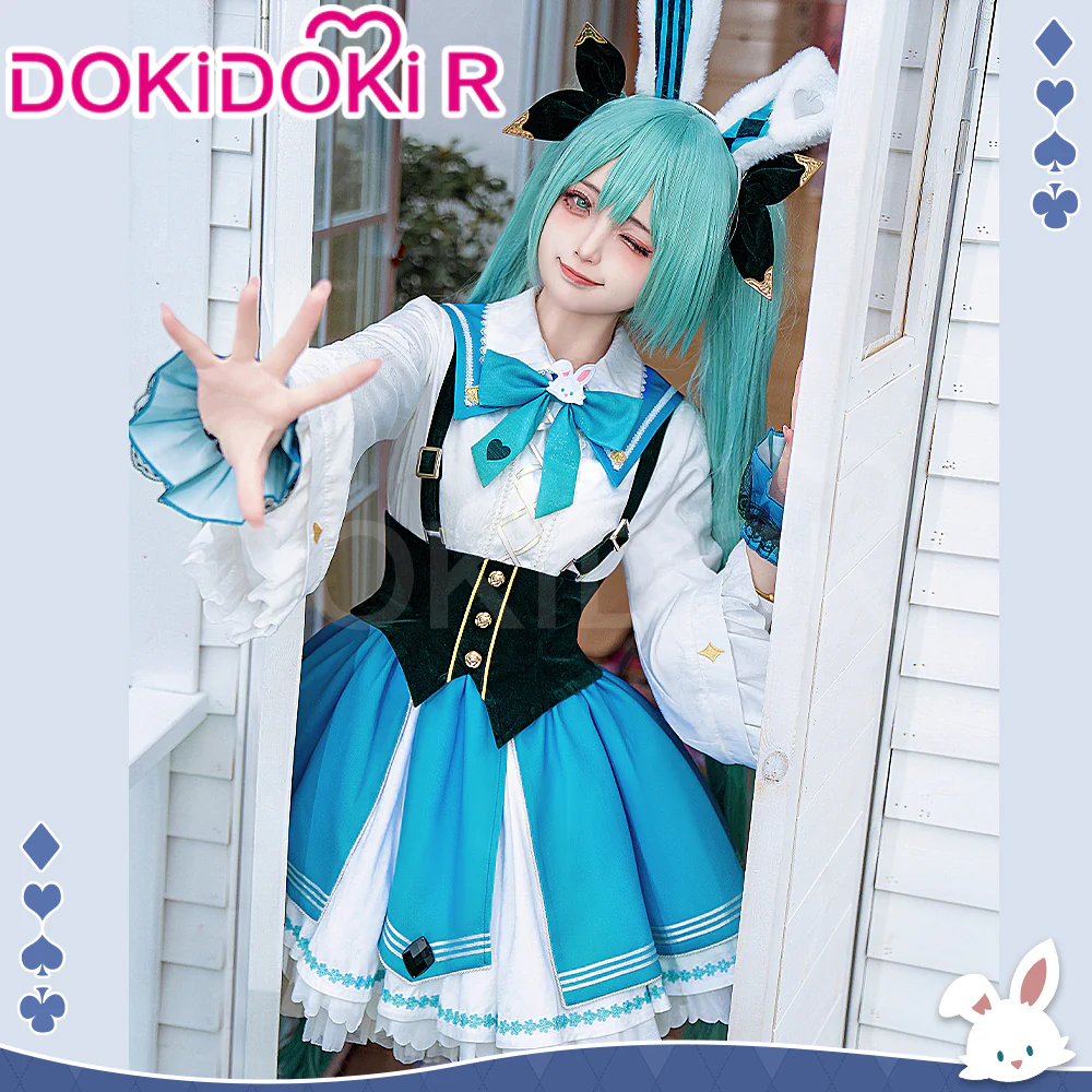 【S/M In Stock】DokiDoki-R Cosplay Costume Rabbit White Blue Dress - Image 3