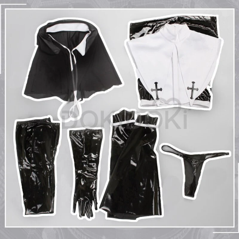 Dokidoki-R Saint Nun Leather Jacket Sexy Cosplay Costume Sexy Bodysuit Women Halloween - Image 4