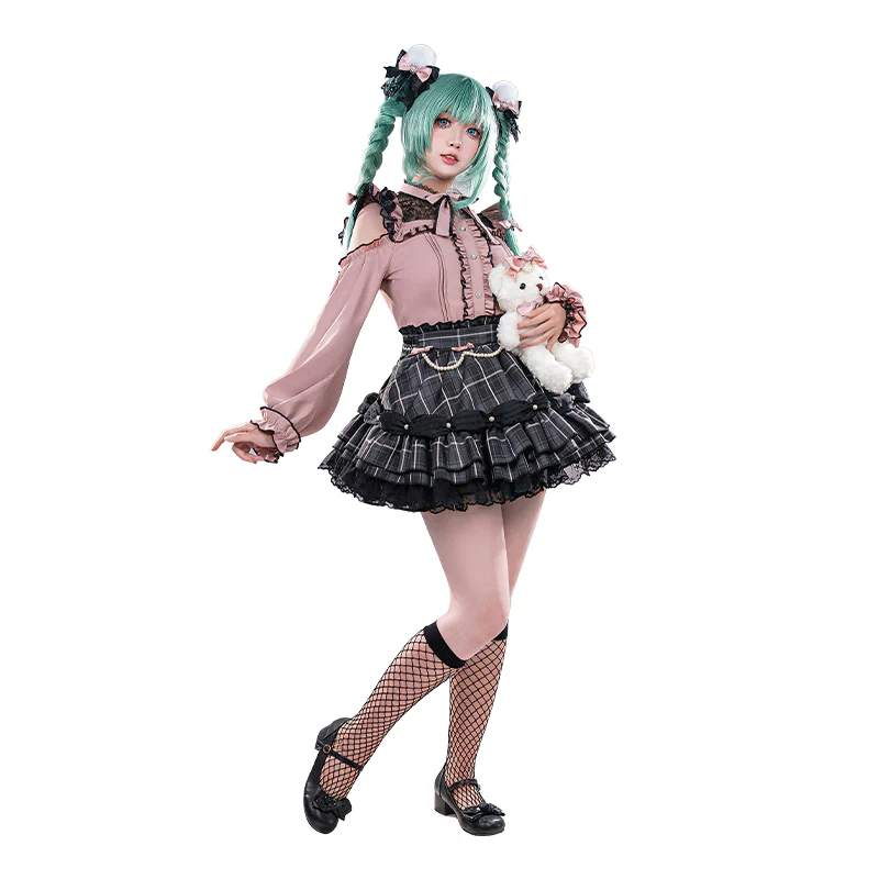 DokiDoki-R VSINGER Cosplay Black Pink Costume Jirai Kei - Image 5