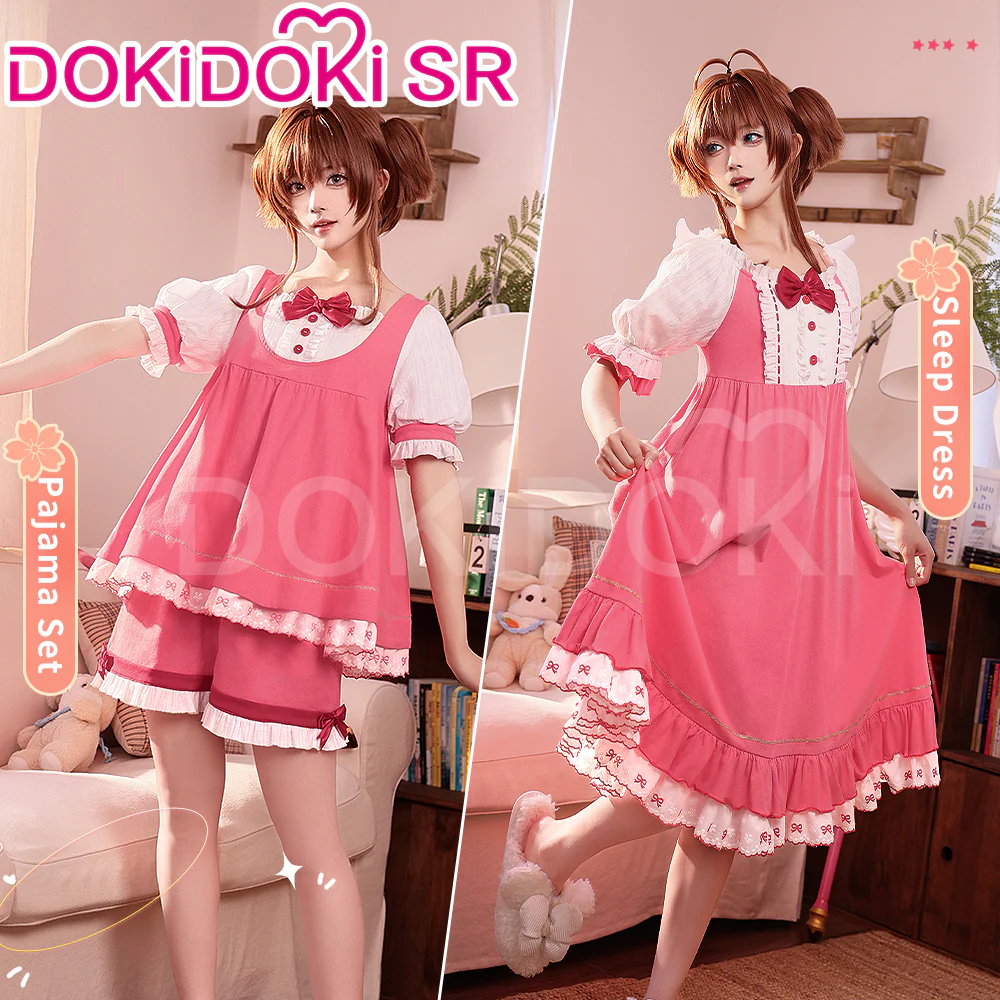 DokiDoki-SR Anime Card Captor Sakura Cosplay Kinomoto Sakura Costume Pink Pajamas / Nightgown Dress Summer Wear