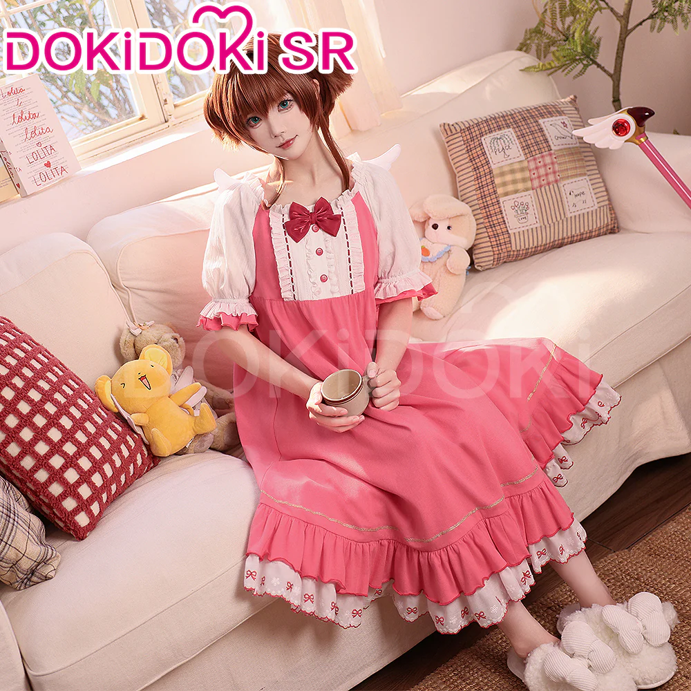 DokiDoki-SR Anime Card Captor Sakura Cosplay Kinomoto Sakura Costume Pink Pajamas / Nightgown Dress Summer Wear - Image 3