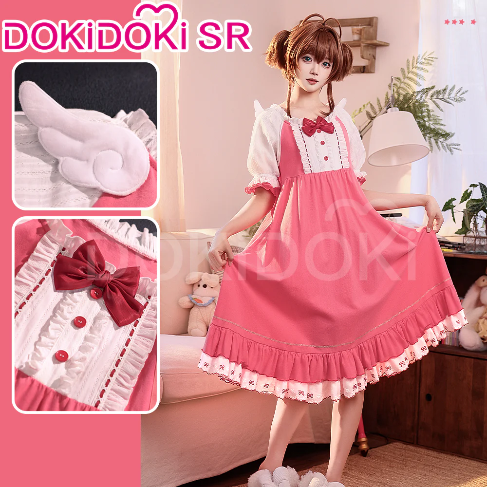 DokiDoki-SR Anime Card Captor Sakura Cosplay Kinomoto Sakura Costume Pink Pajamas / Nightgown Dress Summer Wear - Image 4