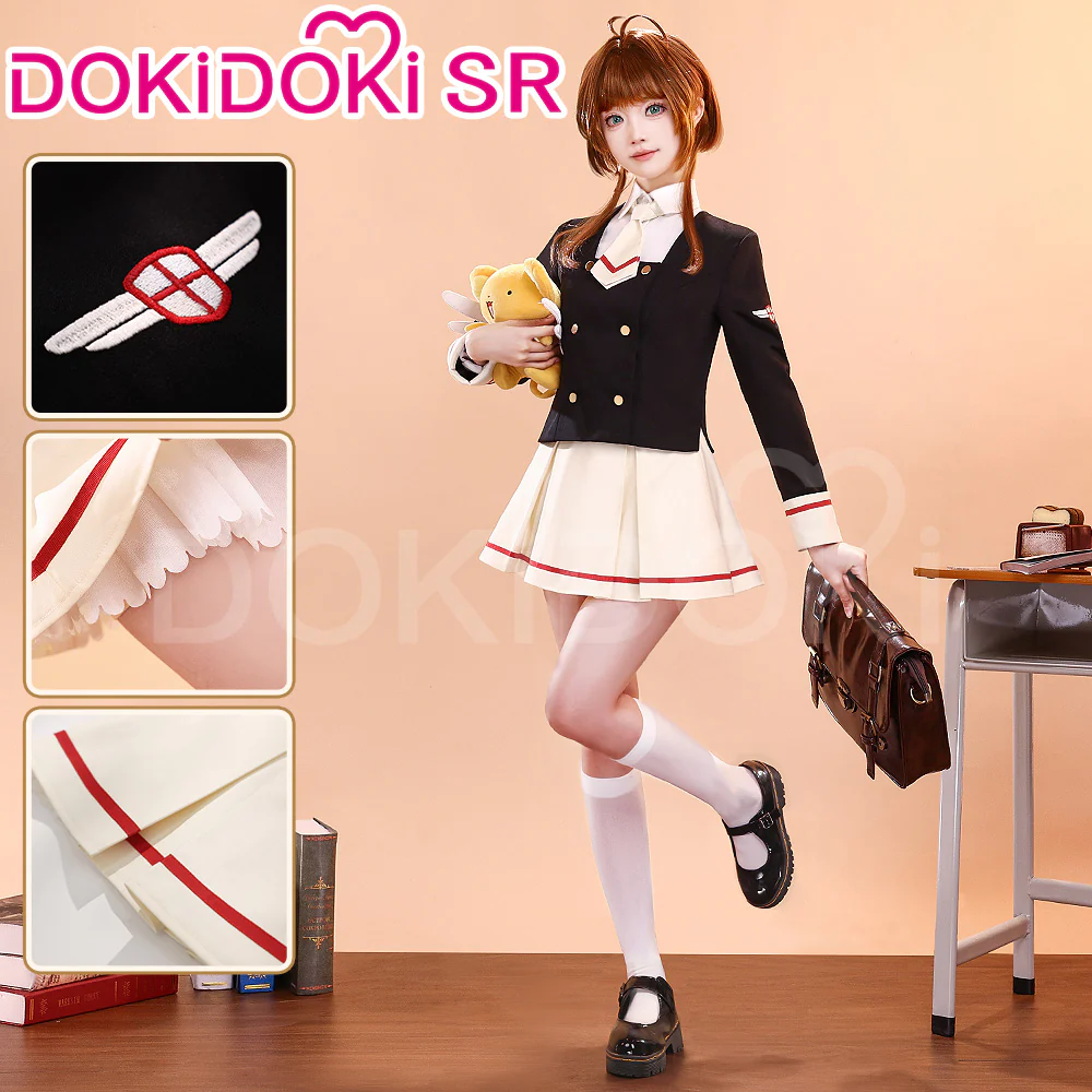 DokiDoki-SR Anime Card Captor Sakura Cosplay Kinomoto Sakura Tomoe Junior High School Uniform Costume Cardcaptor