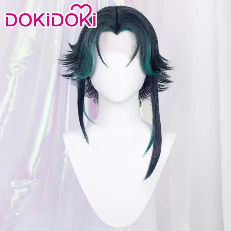 【Ready For Ship】【Front Lace】DokiDoki Game Genshin Impact Cosplay Xiao Wig Short Green Wig - Image 2
