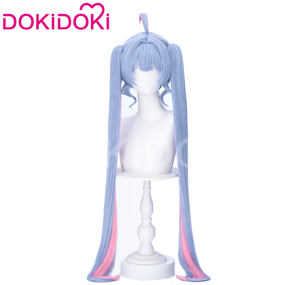 【Ready For Ship】DokiDoki VSINGER Rabbit Hole Cosplay Long Curly Blue Pink Ponytail Wig / Head Accessories Cute - Image 12