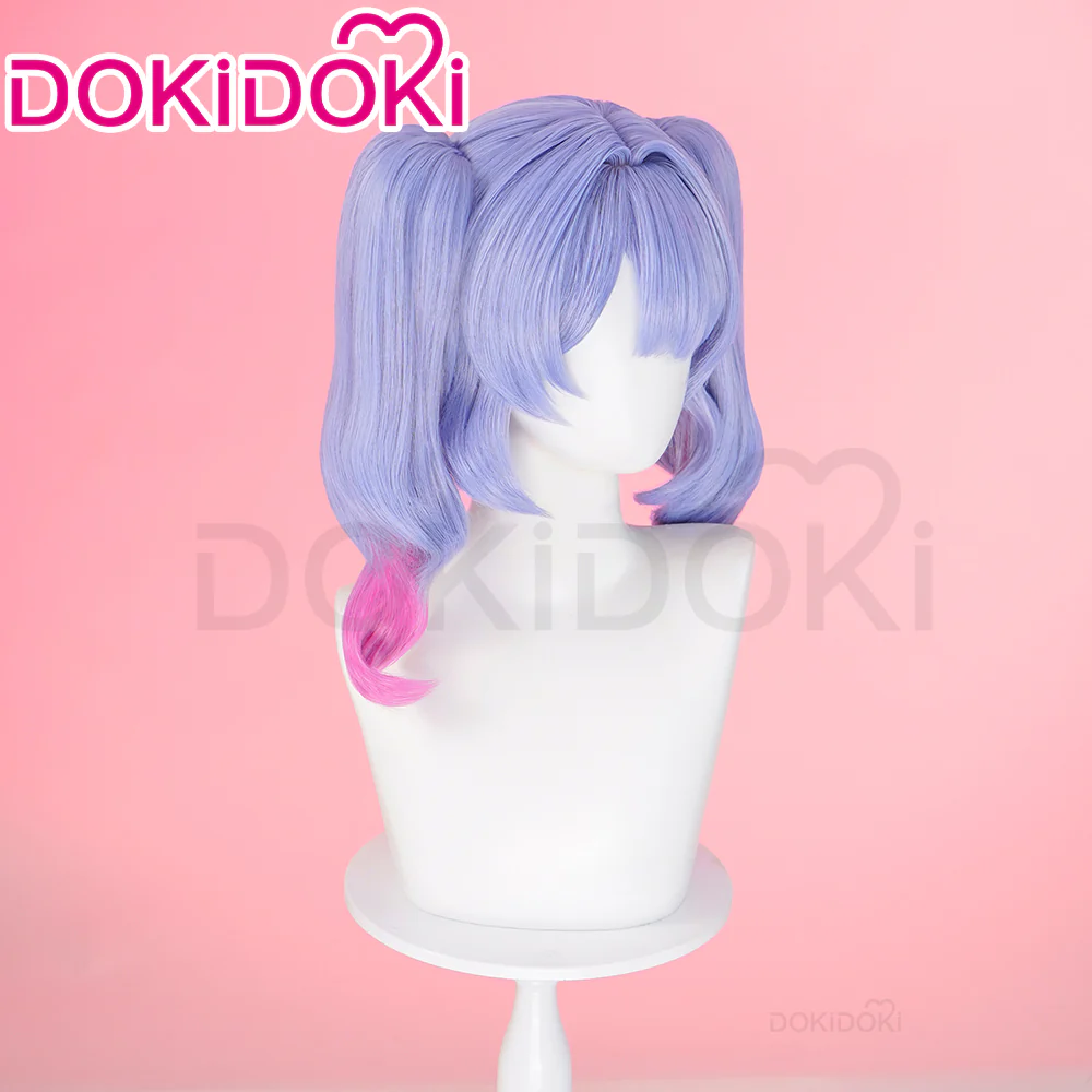 【Ready For Ship】DokiDoki VSINGER Rabbit Hole Cosplay Long Curly Blue Pink Ponytail Wig / Head Accessories Cute - Image 5