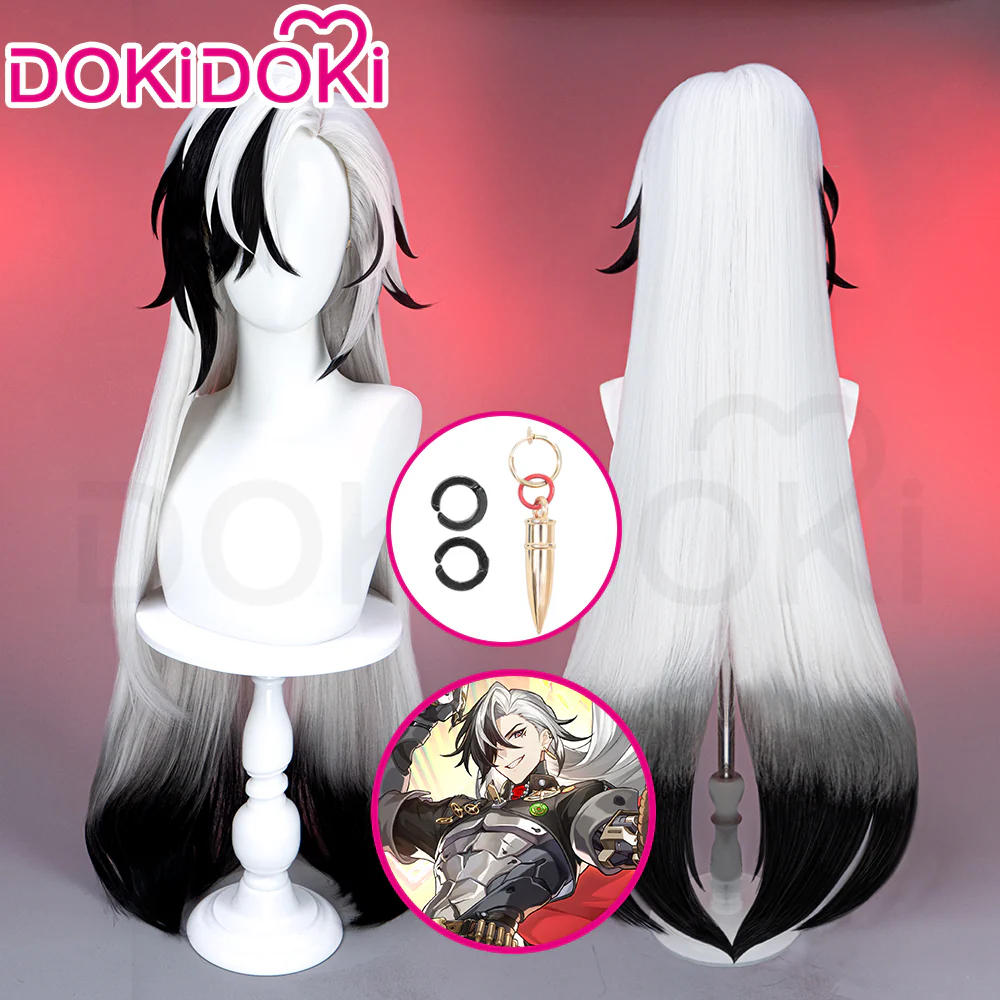 【Ready For Ship】DokiDoki Game Honkai: Star Rail Cosplay Boothill Wig / Earring Long White Black Wig Male - Image 8