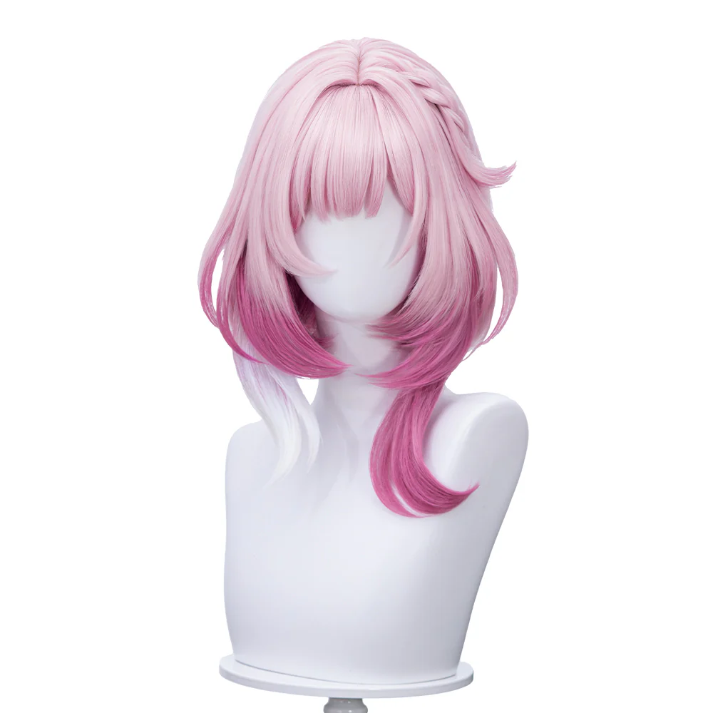 【Partially Ready For Ship】DokiDoki Game Honkai: Star Rail Cosplay Cyrene Wig Short Curly Light Dark Pink Gradient Hair / Head Accessory Set - Image 8