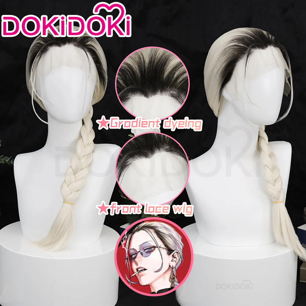【Ready For Ship】DokiDoki Anime Gokurakugai Cosplay Tao Wig Long Straight White Gradient Hair