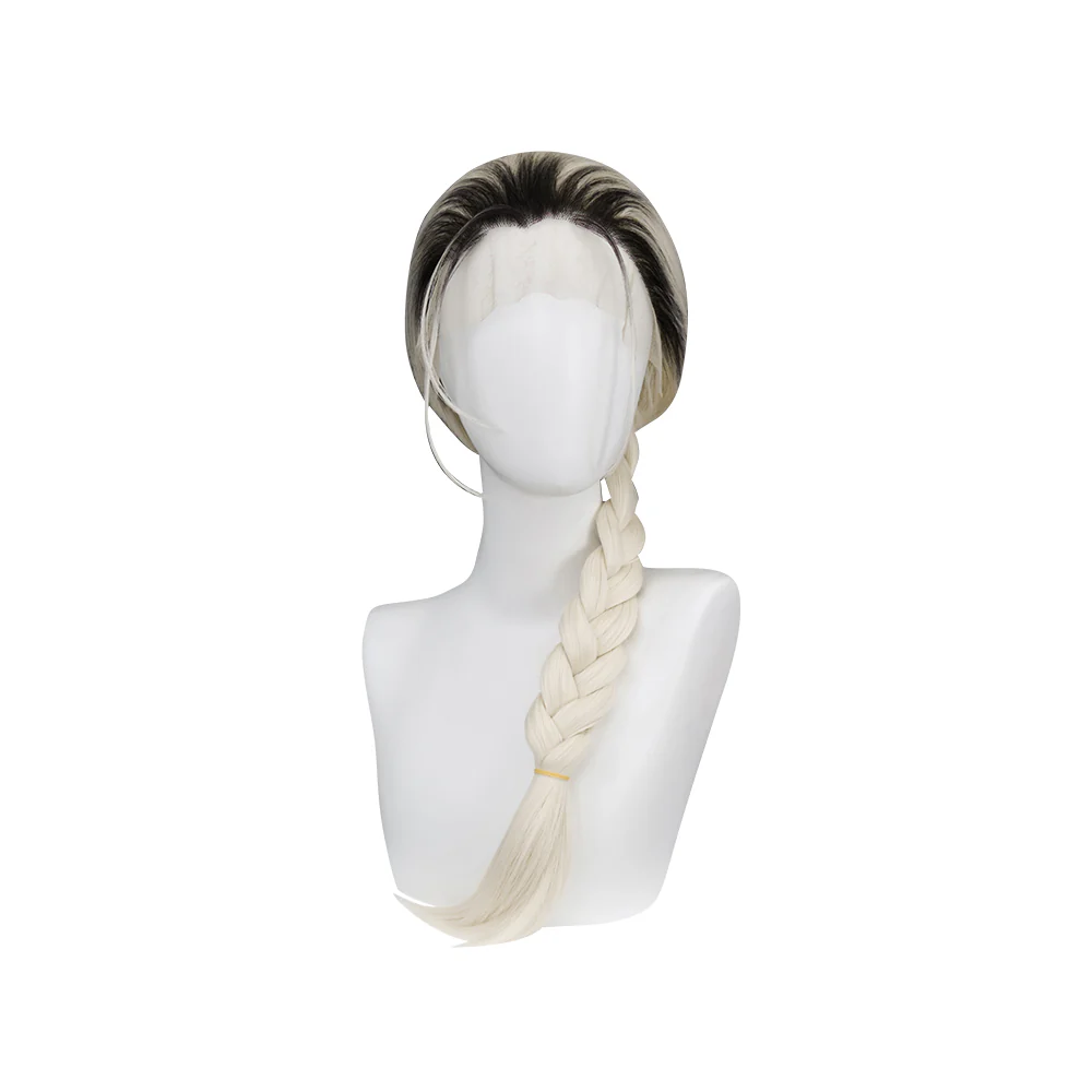 【Ready For Ship】DokiDoki Anime Gokurakugai Cosplay Tao Wig Long Straight White Gradient Hair - Image 5
