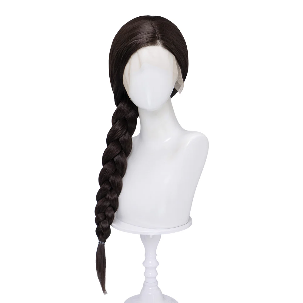 【Front Lace】DokiDoki Movie Cosplay Women Wig Long Cuely Black Hair Braid - Image 5