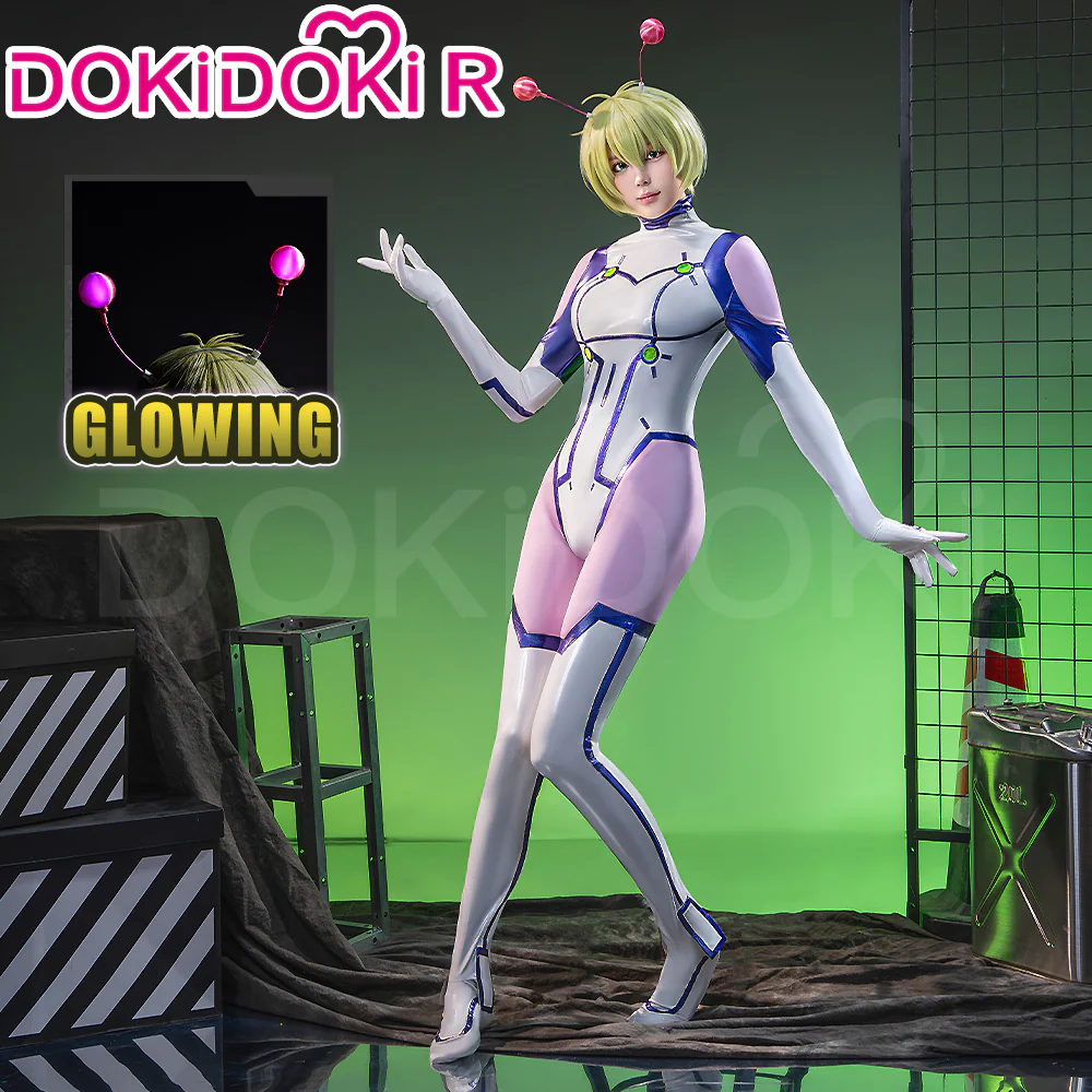 【Glowing】【Size S-3XL】DokiDoki-R Anime Cosplay White Purple Costume Female Bodysuit JumpSuit