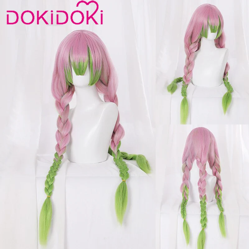 DokiDoki Anime Cosplay Wig Long Pink & Green Hair Halloween