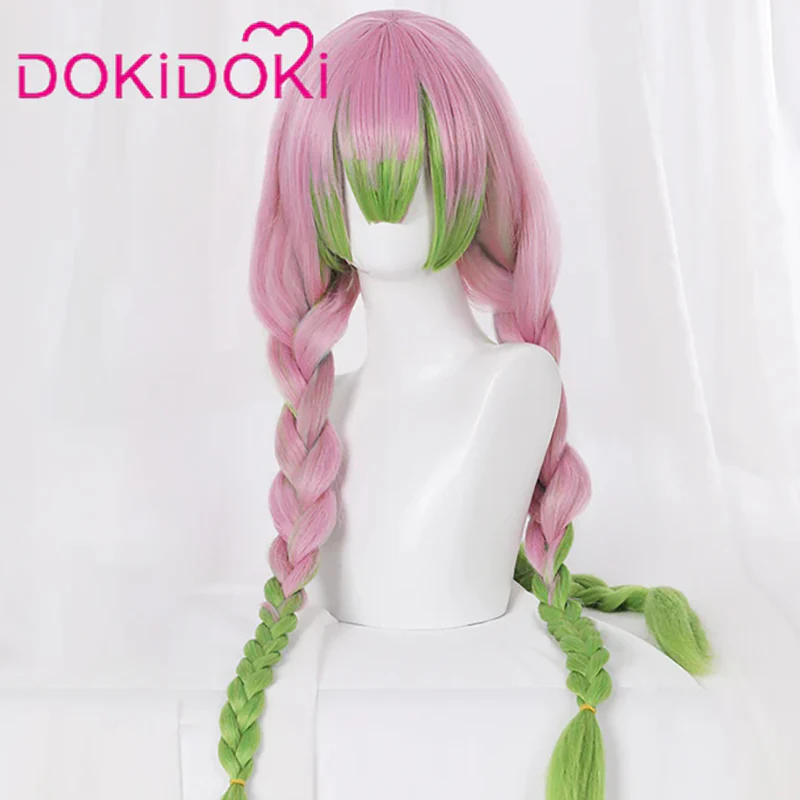 DokiDoki Anime Cosplay Wig Long Pink & Green Hair Halloween - Image 2
