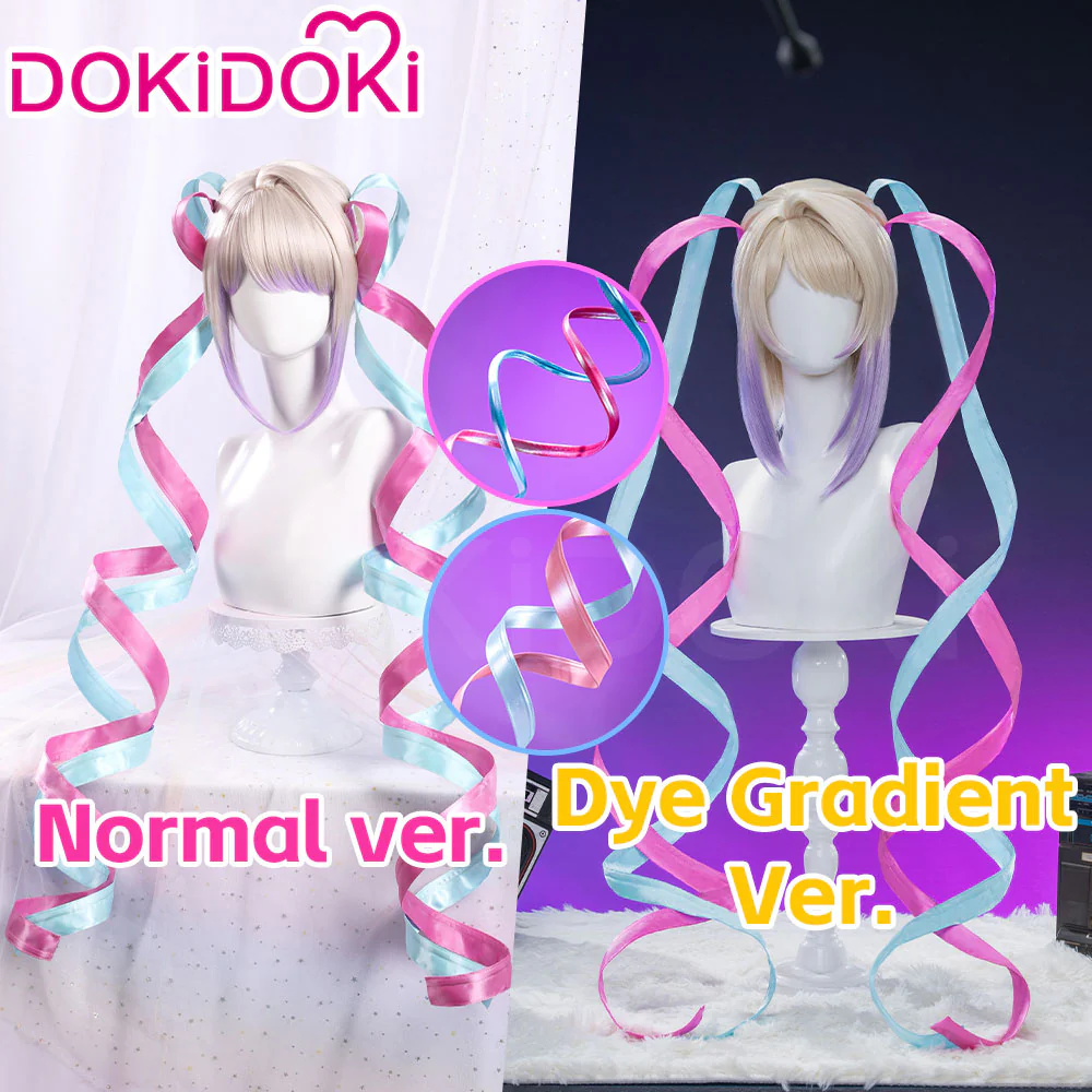 【Normal Ver. Ready For Ship】DokiDoki Game NEEDY GIRL OVERDOSE Cosplay KAngel Wig Long Straight Blonde Purple Hightlight Gradient Hair Needy Streamer Overload