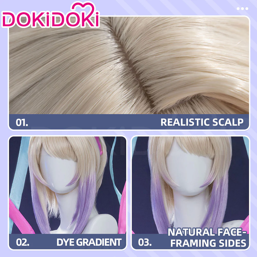 【Normal Ver. Ready For Ship】DokiDoki Game NEEDY GIRL OVERDOSE Cosplay KAngel Wig Long Straight Blonde Purple Hightlight Gradient Hair Needy Streamer Overload - Image 13
