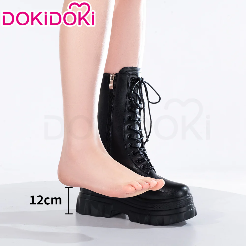 【12CM】DokiDoki Height Increasing Shoes / Elevator Shoes Martin Boots Black White 12CM Platform Shoes - Image 2