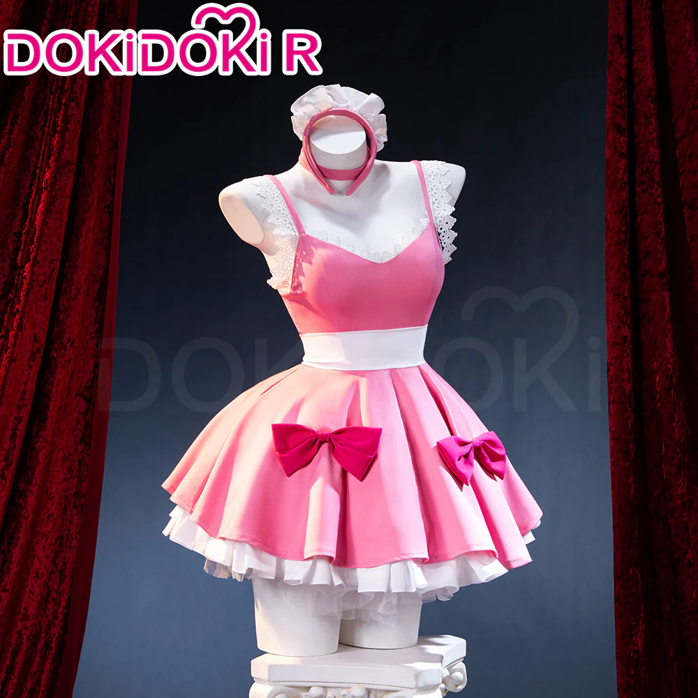 DokiDoki-R Anime Cosplay Costume Lace Pink Bow Dress Sweets Paradise Maid Outfit
