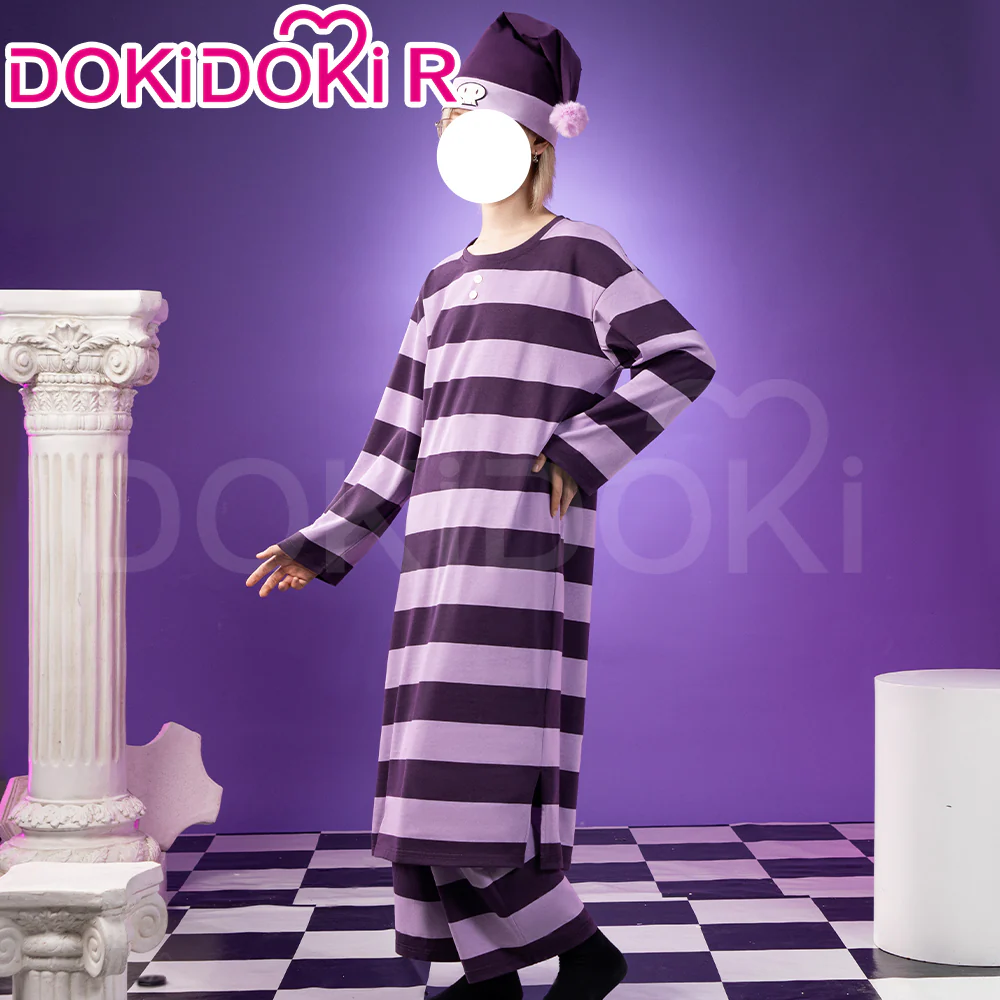 【In Stock】DokiDoki-R Anime Cosplay  Costume Purple Striped Pajamas - Image 2