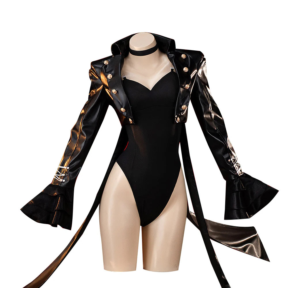 【Size S-2XL】DokiDoki-R Game Cosplay  Costume Black Jumpsuit - Image 5