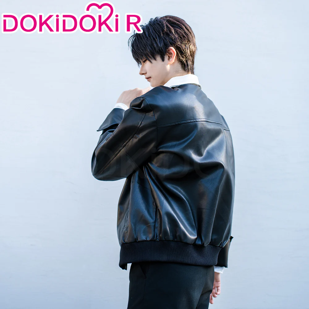 【In Stock】【Size S-2XL】DokiDoki-R Game Love and Deepspace Cosplay Caleb Costume Black Leather Jacket DAA Standard Uniform Aerospace - Image 4