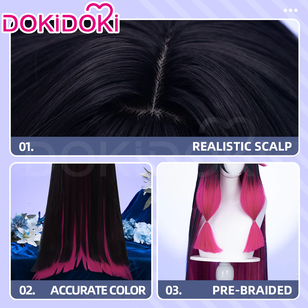 【US/EU LOCAL SHIPPING 】 【120CM】DokiDoki Game Genshin Impact Fatui Harbinger Cosplay Wig Cosplay Columbina Wig Long Straight - Image 5
