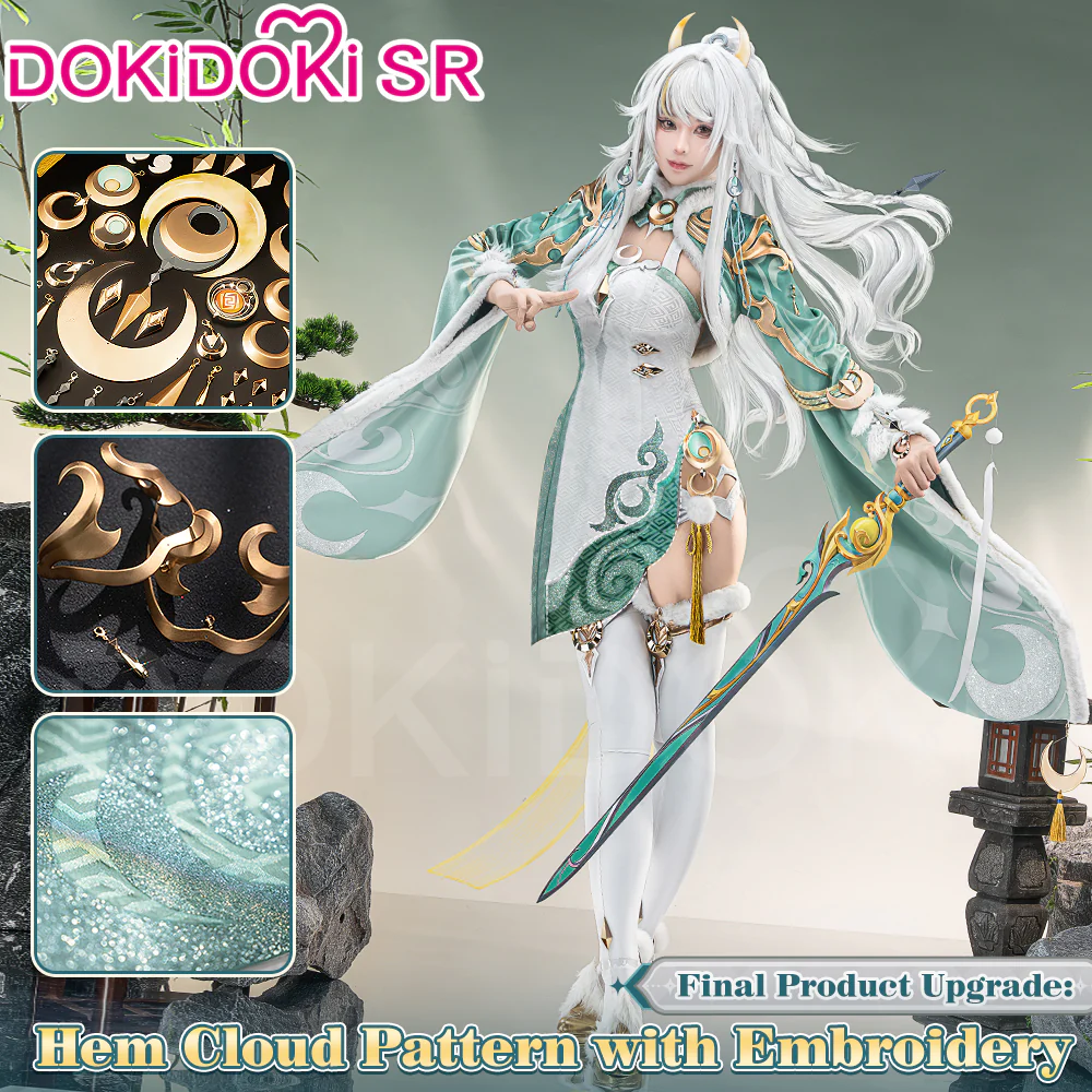 【Size S-3XL】DokiDoki-SR Game Genshin Impact Cosplay Zi Bai Costume White Horse Adeptus Zibai Luna IV