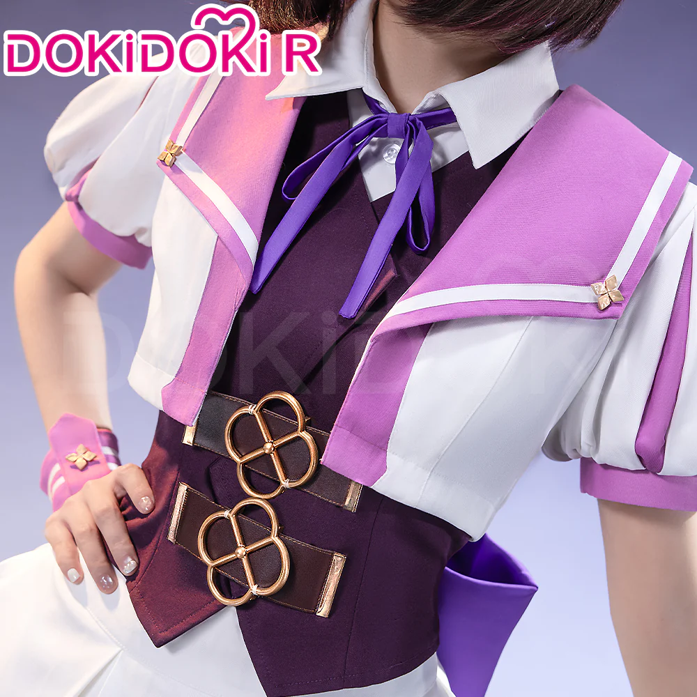 【Ready For Ship】【Size XS-2XL】DokiDoki-R Anime Game Cosplay Costume White Purple Cute - Image 4