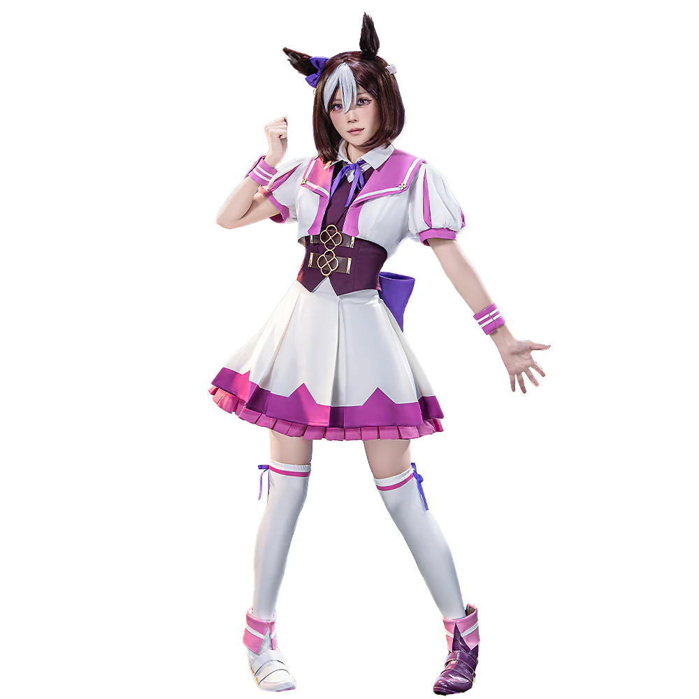 【Ready For Ship】【Size XS-2XL】DokiDoki-R Anime Game Cosplay Costume White Purple Cute - Image 5