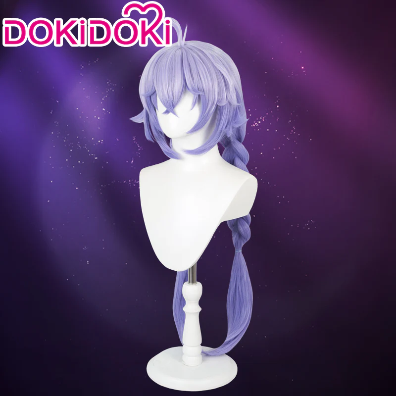 【Ready For Ship】DokiDoki Game Honkai: Star Rail Cosplay Bailu Wig/ Horn/Necklace/Hair Accessories  Long Straight Purple Hair - Image 2