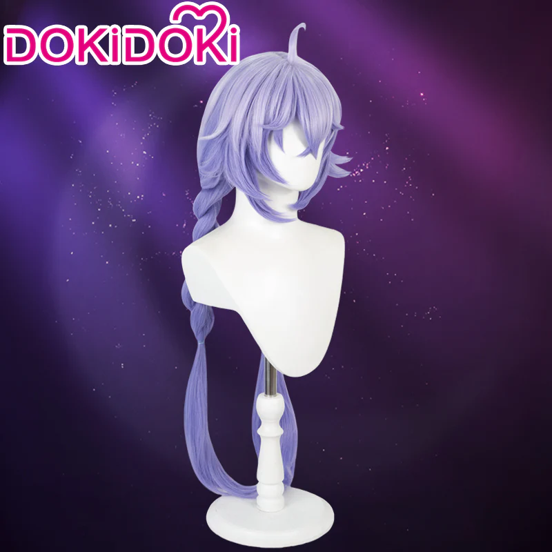 【Ready For Ship】DokiDoki Game Honkai: Star Rail Cosplay Bailu Wig/ Horn/Necklace/Hair Accessories  Long Straight Purple Hair - Image 3