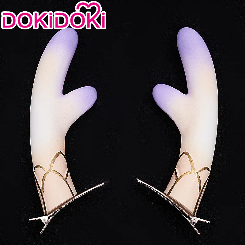 【Ready For Ship】DokiDoki Game Honkai: Star Rail Cosplay Bailu Wig/ Horn/Necklace/Hair Accessories  Long Straight Purple Hair - Image 7
