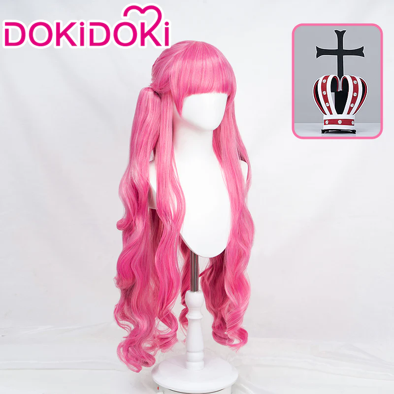 【Ready For Ship】DokiDoki Anime Cosplay Wig Long Curly Pink Hair / Crown