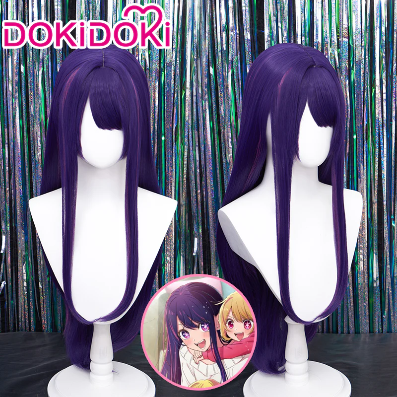 【US LOCAL SHIPPING 】DokiDoki Anime Oshi no Ko Cosplay Hoshino Ai Wig / Fake Eyelashes Long Straight Purple Pink - Image 2