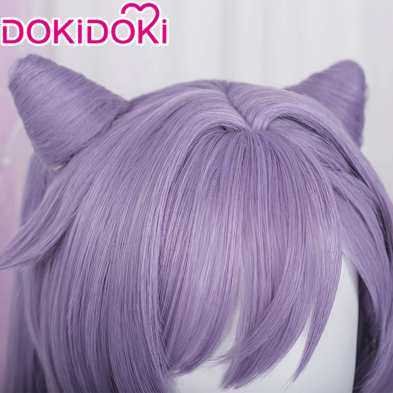 【Ready For Ship】DokiDoki Game Genshin Impact Keqing Cosplay Wig Ke Qing Long Curly Purple Wig - Image 4