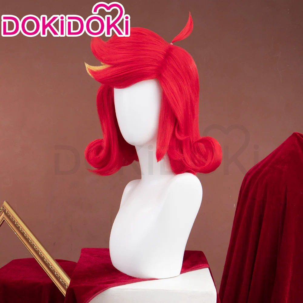 【US LOCAL SHIPPING 】【Pre Crimped 】DokiDoki Anime Hell Hotel Cosplay Wig Short Curly Red Yellow Hair - Image 4