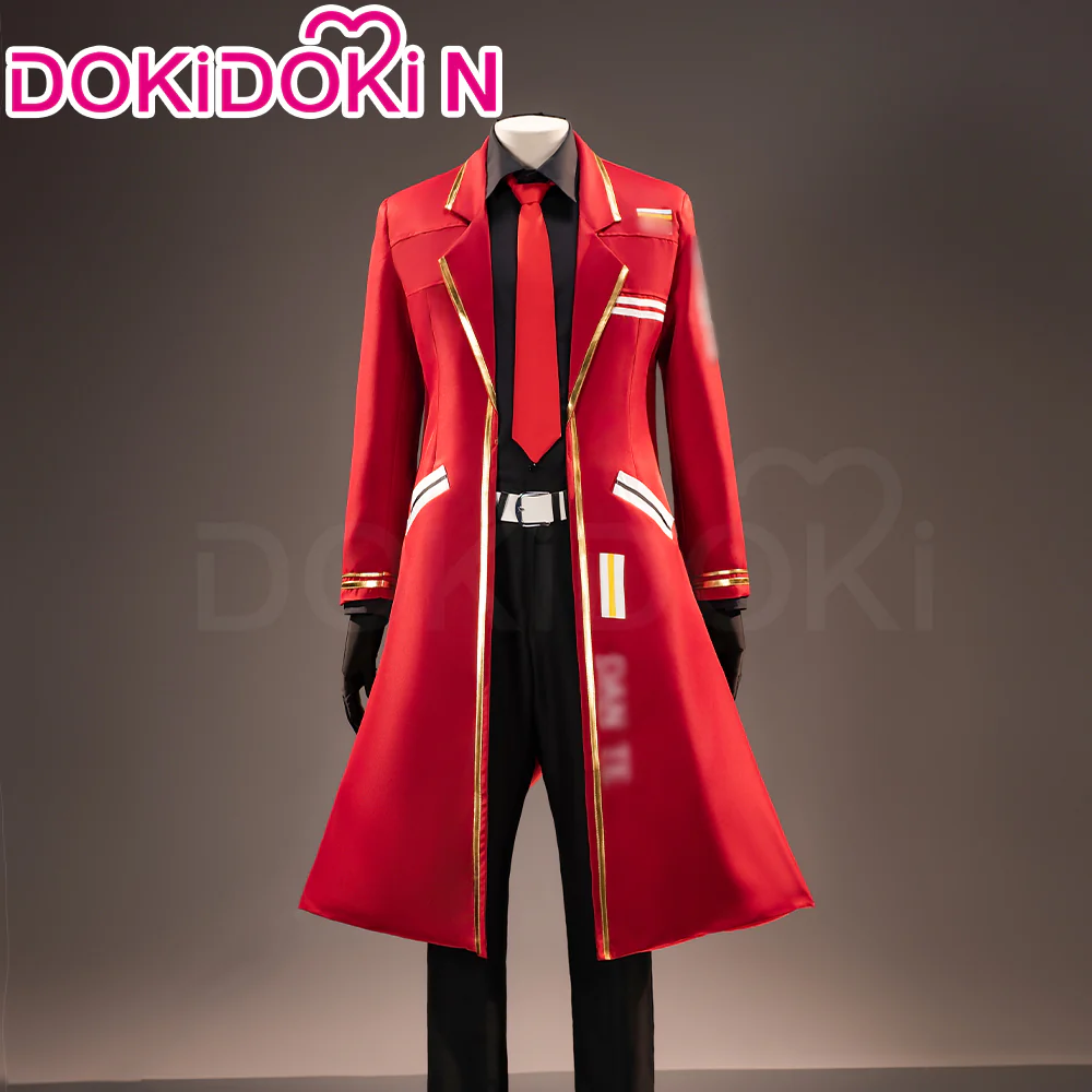 【Size S-2XL】DokiDoki-N Game Cosplay Costume Red Long Coat Black Inner Suit