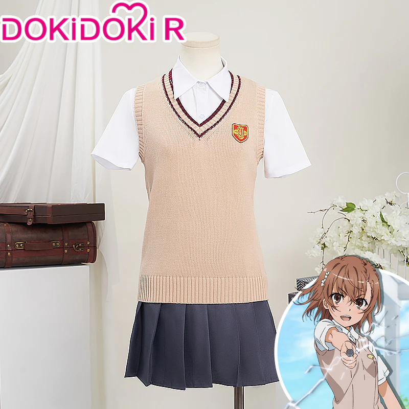 【Size S-2XL】DokiDoki-R Anime A Certain Scientific Railgun Cosplay Misaka Mikoto Costume