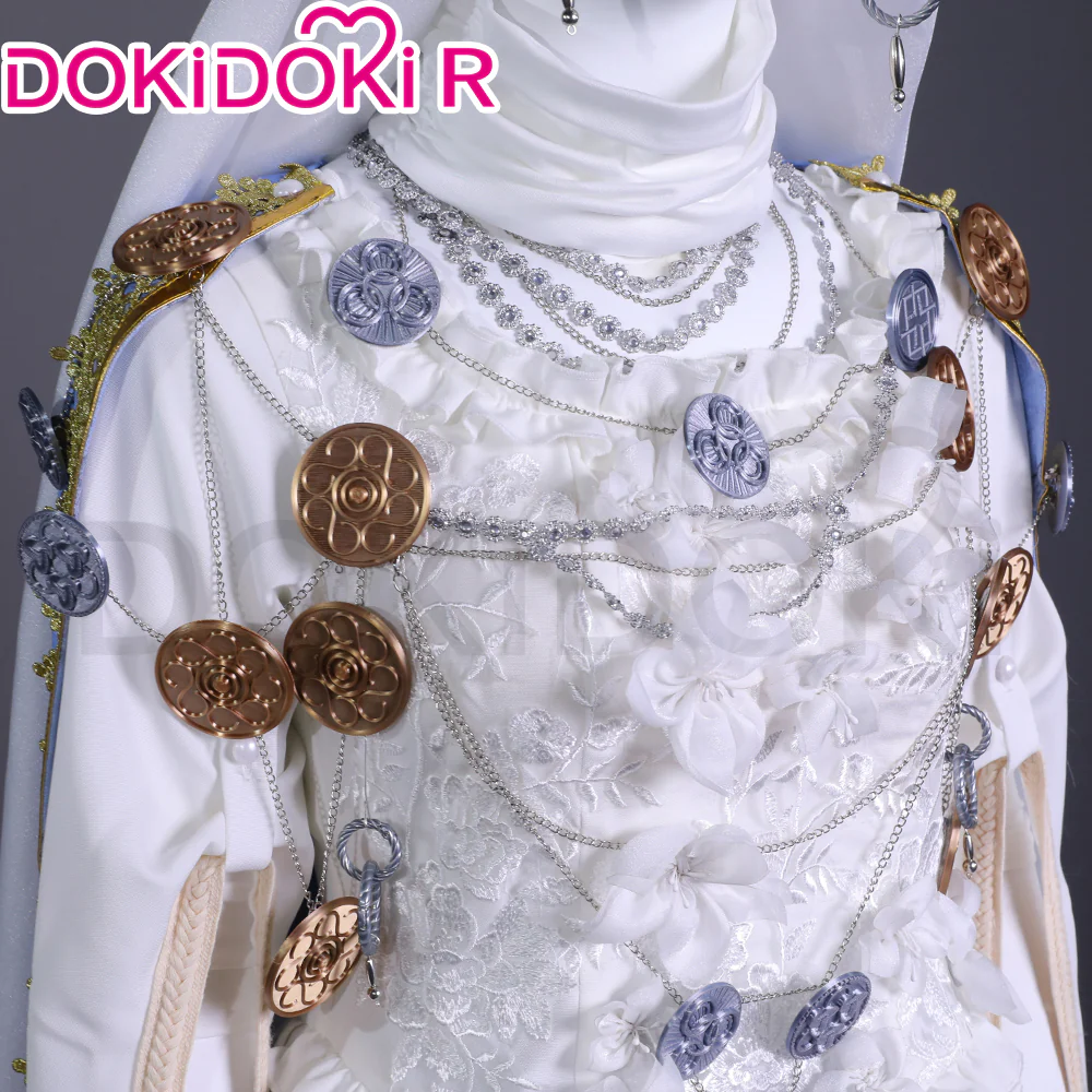 【Size S-2XL】DokiDoki-R Game Cosplay White Blue Dress Halloween - Image 3