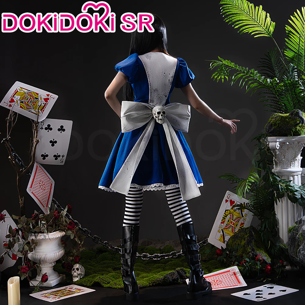 【Size S-3XL】DokiDoki-SR Game Alice: Madness Returns Cosplay Alice Costume Blue Dress - Image 3