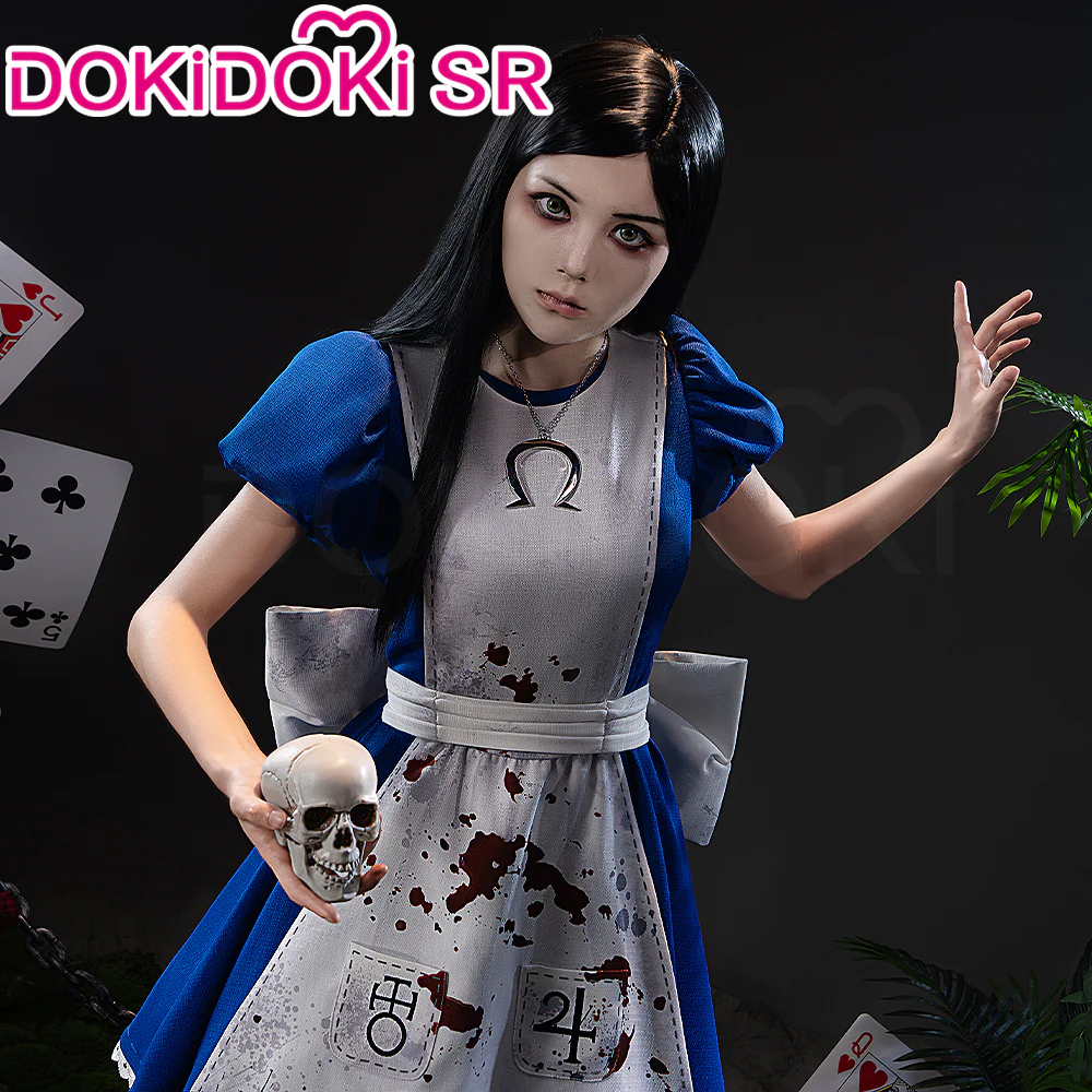 【Size S-3XL】DokiDoki-SR Game Alice: Madness Returns Cosplay Alice Costume Blue Dress - Image 4