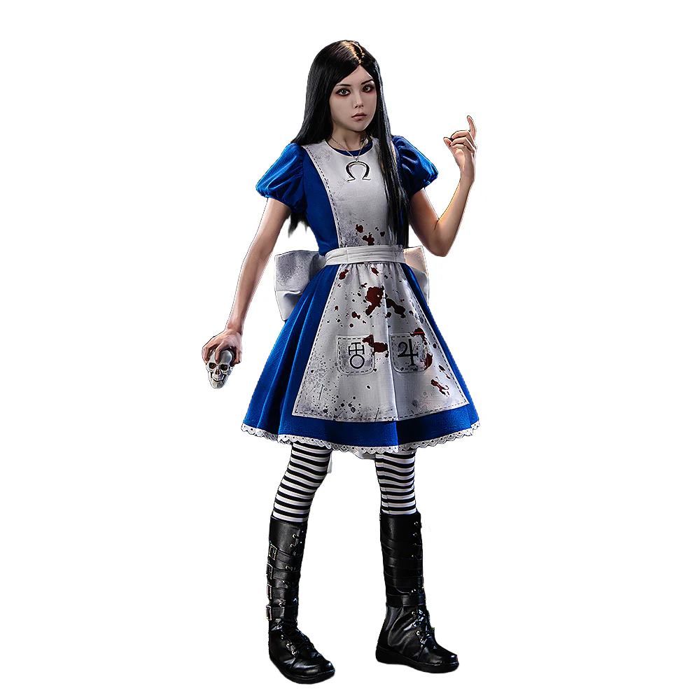 【Size S-3XL】DokiDoki-SR Game Alice: Madness Returns Cosplay Alice Costume Blue Dress - Image 5