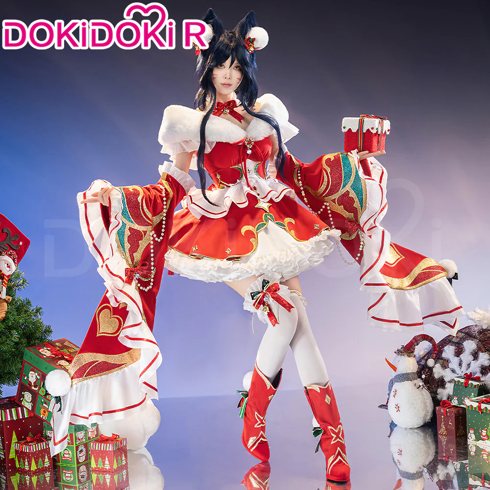 【Ready For Ship】【Size S-3XL】DokiDoki-R Game Cosplay Christmas Fox Costume Doujin Red White Dress Cute Lolita