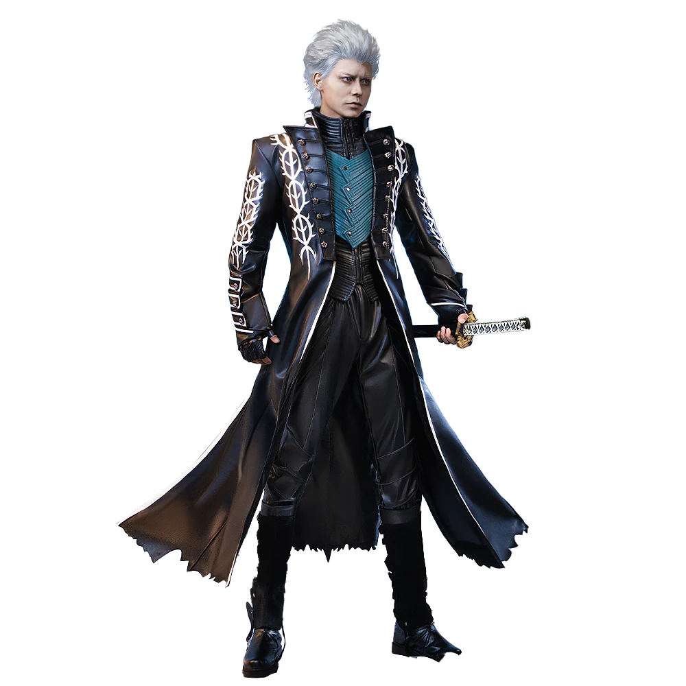 【Partial Ready For Ship】【Size M-4XL】DokiDoki-R Game Cosplay Long Black Coat - Image 5