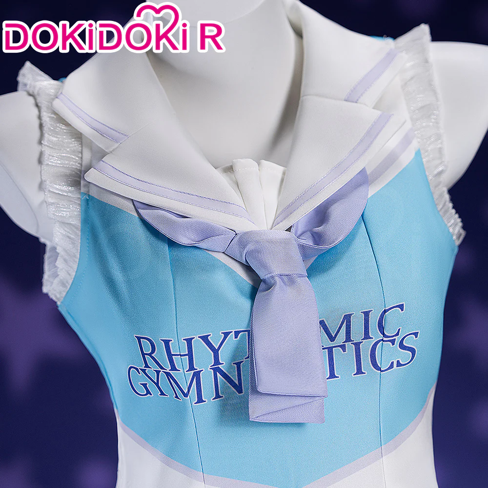 【Size XS-2XL】DokiDoki-R Anime Cosplay Blue Dress Stage Outfit Costume Cheerleader Rhythmic Gymnastics - Image 4