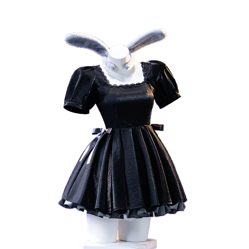 【In Stock】DokiDoki-R Anime Music Video Cosplay Female Black Costume Dress 3rd Anniversary Cafe Rabbit Headwear - Image 5