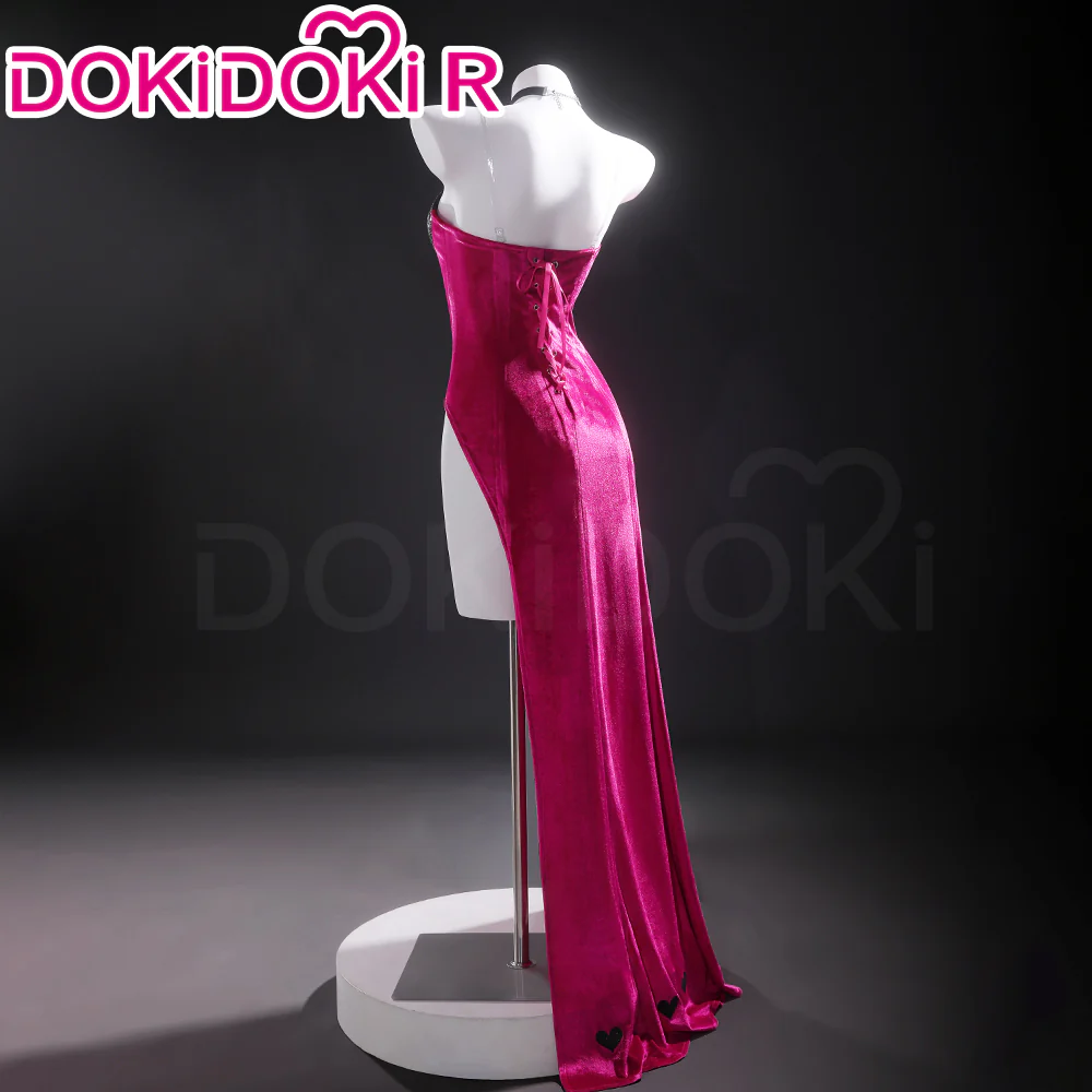 【Size XS-3XL】DokiDoki-R Anime Cosplay Costume Purplish-Red Black Heart Dress Satin / Sequins Strapless Formal Dress Gown - Image 11