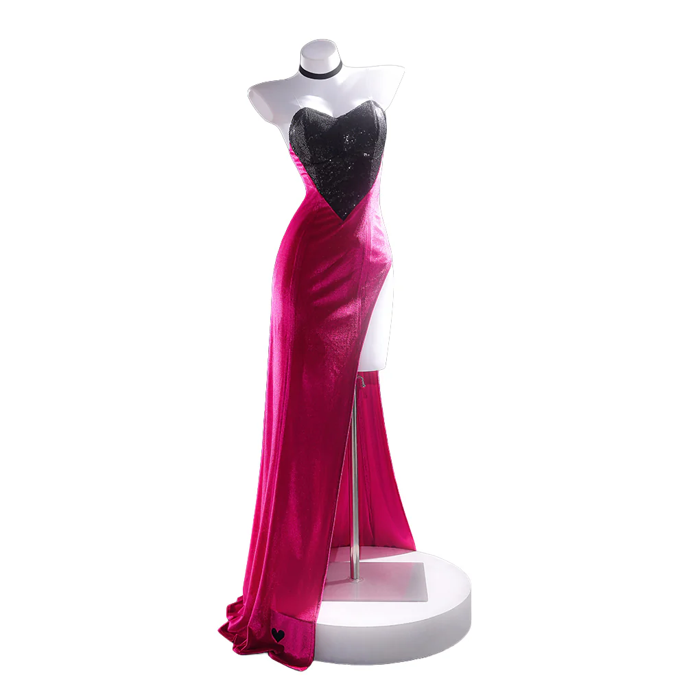 【Size XS-3XL】DokiDoki-R Anime Cosplay Costume Purplish-Red Black Heart Dress Satin / Sequins Strapless Formal Dress Gown - Image 15