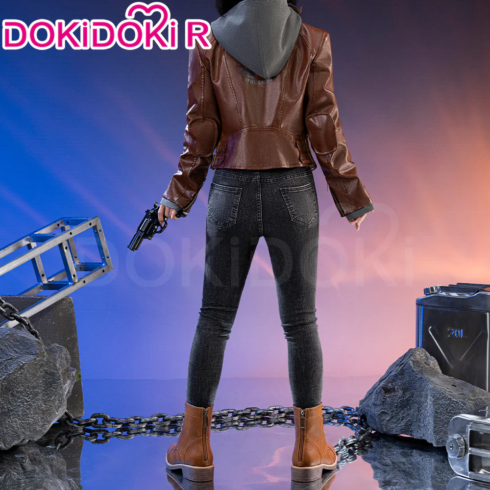 【Size XS-3XL】DokiDoki-R Game Cosplay Black Costume Halloween Cortez Brown Jacket Jeans - Image 3